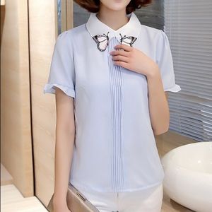 🆕Butterfly embroidery chiffon blouse🦋